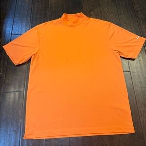 Nike Golf Dri-Fit Mock Neck Short Sleeve Shirt Orange Size Large Active wear